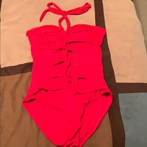 Red one piece bathing suit